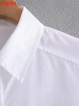 Тангада 2021 Ženska Klasična bijela košulja s dvostrukim džep i dugi rukav Šik Svakodnevne ženske Majice Blusas XN93