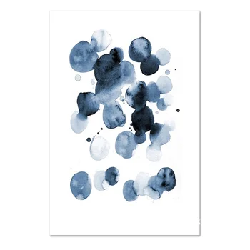 Apstraktni Geometrijski Slikarstvo na Platnu Novi Stil Cvjetni Plave Mrlje Plakat Umjetničke Slike za Dnevni boravak Dekor Sobe