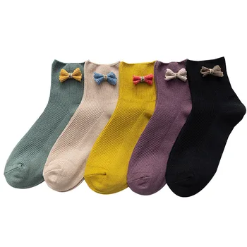 Lijepe ženske čarape za djevojčice Sox Luk luk Klasični stil 2020 Novi dolazak Čarape, Ženske modne čarape Uredan stil Svakodnevne čarape