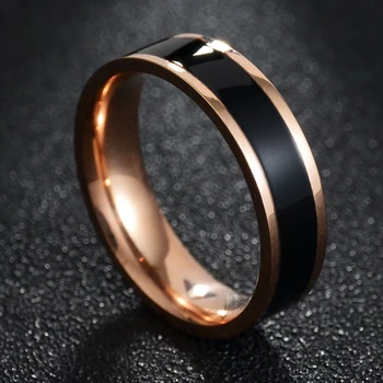 Ruža Zlato Prstenje od Nehrđajućeg Čelika za žene Crno Bijeli Emajl Prsten za ljubitelje Zaručnički Prsten na Prst Bague Modni nakit
