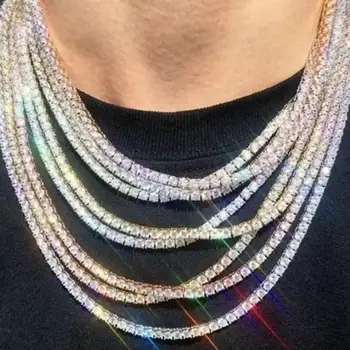 Moda 1 broj vještački muška hip - hop ogrlica reper Ogrlica ledene TENIS OGRLICA je sjajna donje ogrlica u jednostavnom stilu nakit
