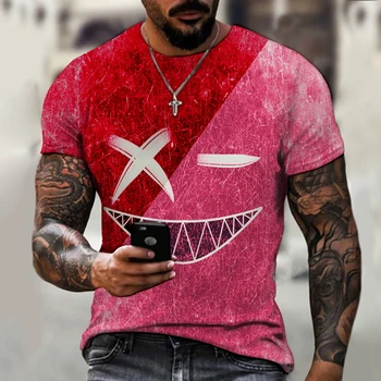 Smiješno smajlić s uzorkom za muškarce majica 3D ispis strahote smiješno hip-hop O-izrez ljetna moda top za dječake djeca plus veličina vanjska odjeća