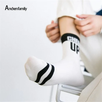 Ženske, muške Svakodnevne Čarape Srednje duljine s engleskim slovima Kreativna Unisex Crno-bijele Pamučne čarape Čarape Cool