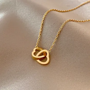 Starinski Zlatna Boja Privjesci u obliku srca Ogrlica-lanac za žene Češka Zlatni Ključ Srce dugovrate Nakit Ogrlica Pribor