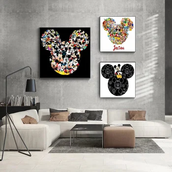 Disney Anime Platnu Slikarstvo Mickey Mouse Plakata i grafika Moderan Zidni Umjetnička Slika za Dnevni boravak Home Dekor Bez okvira