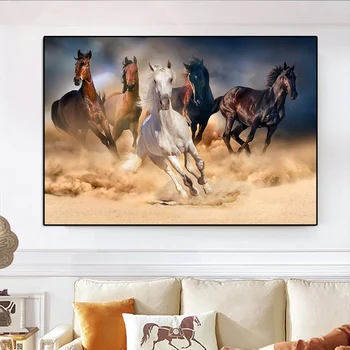 Moderna Pet Tekuće Konja Cuadros Slika je ulje na platnu Životinje Umjetničkih Plakata i ispis Zidni Umjetnička Slika za uređenje doma
